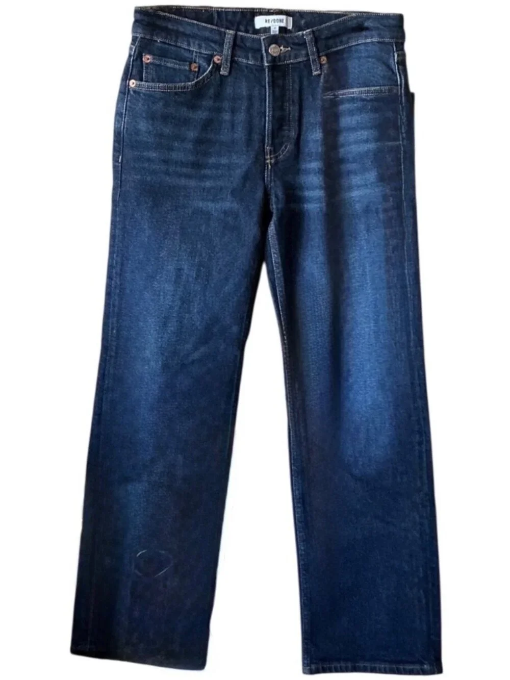 RE/DONE Ollie Slim Straight Crop Dark Indigo Jeans Size 27 New With Tags